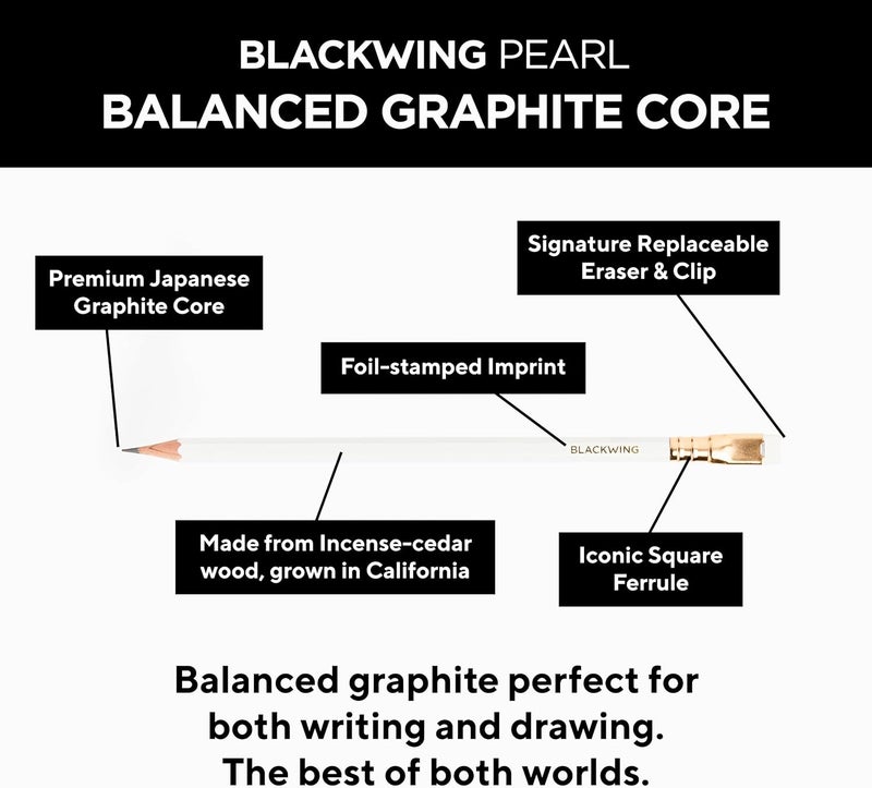 Blackwing Pearl Pencils - 12 Count, Incense-cedar, Premium Japanese Graphite, Pearlescent White, Balanced Lead, Great for Journaling and Writing - Image 4